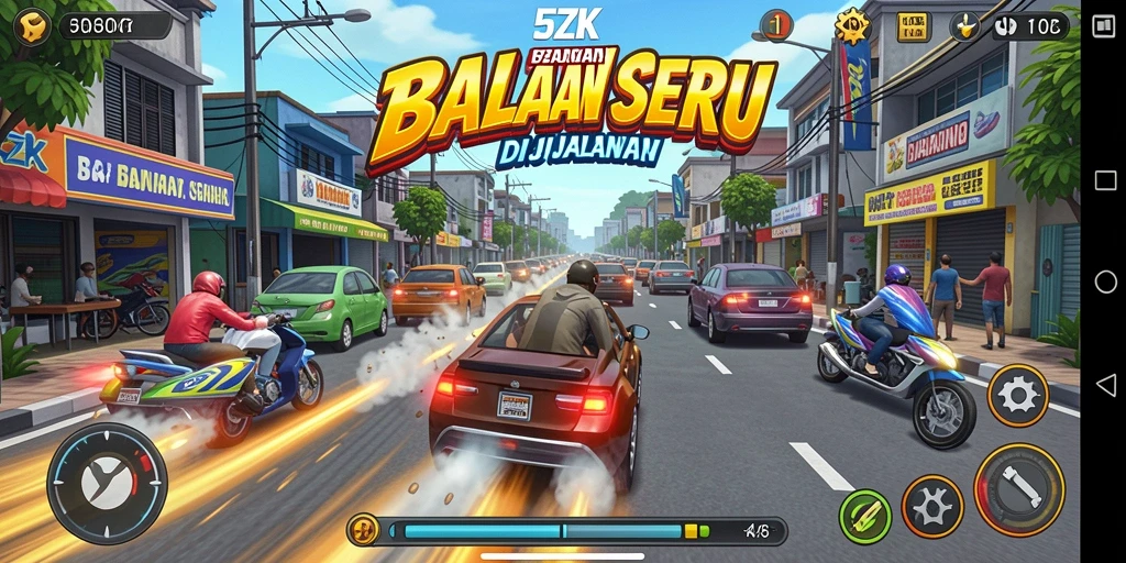 Tampilan menarik dari gameplay balapan di 5ZK dengan trek menantang.