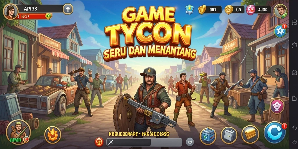 Tampilan screenshot utama API33 menampilkan gameplay manajemen bisnis yang seru.