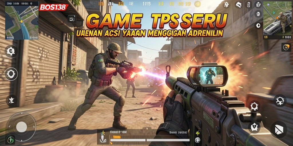 Menampilkan aksi tembak-menembak intens dalam game TPS.