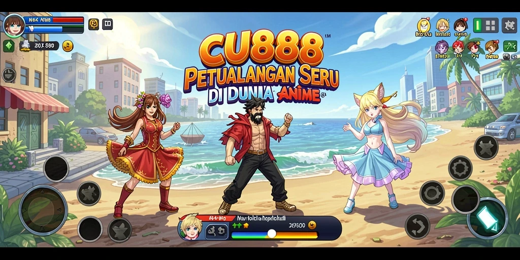 Tampilan gameplay seru dengan karakter anime yang dinamis.