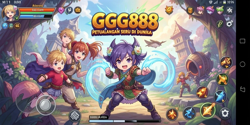 Tampilan gameplay GGG888 dengan karakter Anime beraksi.