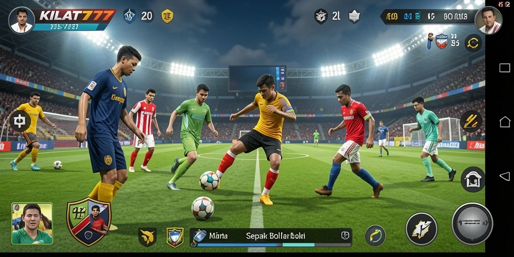 Tampilan gameplay seru KILAT77 dalam pertandingan sepak bola.