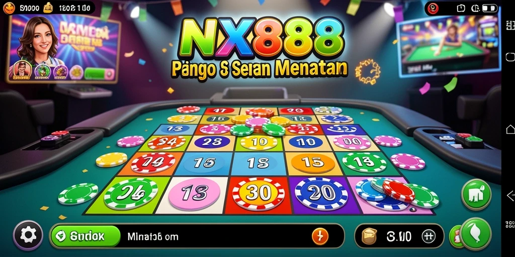 Screenshot utama NX888 menampilkan gameplay Bingo yang seru dan interaktif.