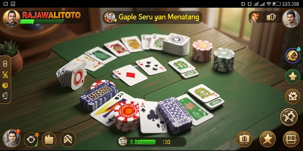 Tampilan gameplay seru RAJAWALITOTO dengan mode Gaple yang interaktif.