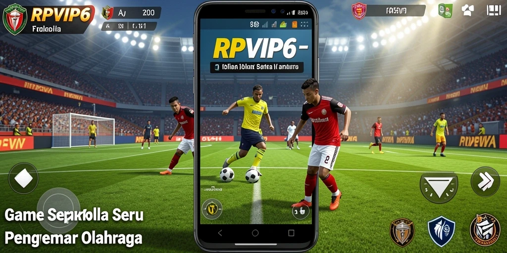Screenshot RPVIP6 menampilkan aksi intens dalam permainan sepak bola.