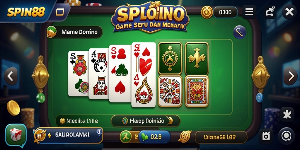 Screenshot SPIN88 menampilkan suasana seru permainan Domino.