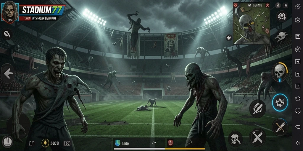 Tampilan gameplay mencekam di STADIUM77 yang membuat jantung berdebar.