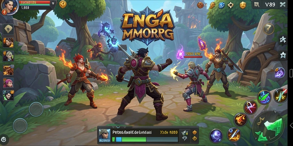 Tampilan gameplay MMORPG V89 dengan aksi seru dan karakter yang beragam.