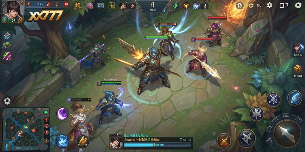 Tampilan gameplay seru di XXX777 dengan pertarungan tim yang intens.